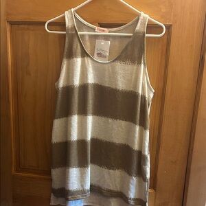 Striped Tan and Cream Tank Top